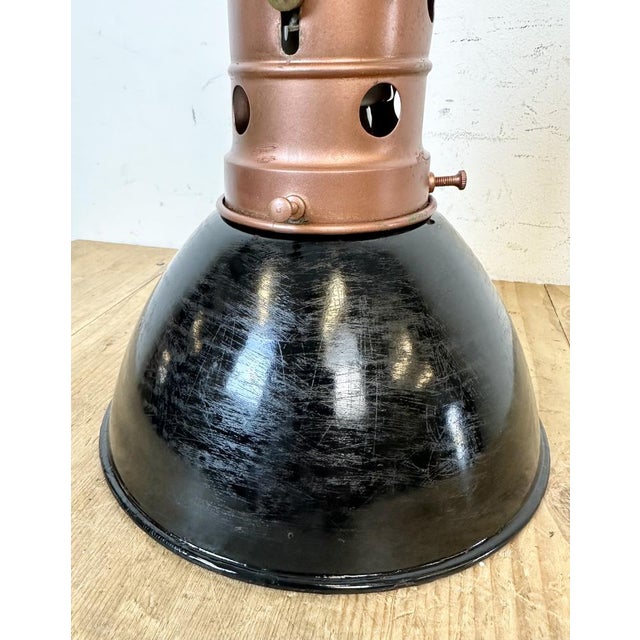 Industrial Italian Black Enamel Factory Lamp with Iron Top, 1950s For Sale - Image 11 of 18