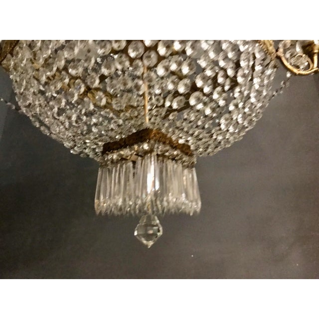 Large Vintage Crystal Chandelier, 1950s For Sale - Image 4 of 10