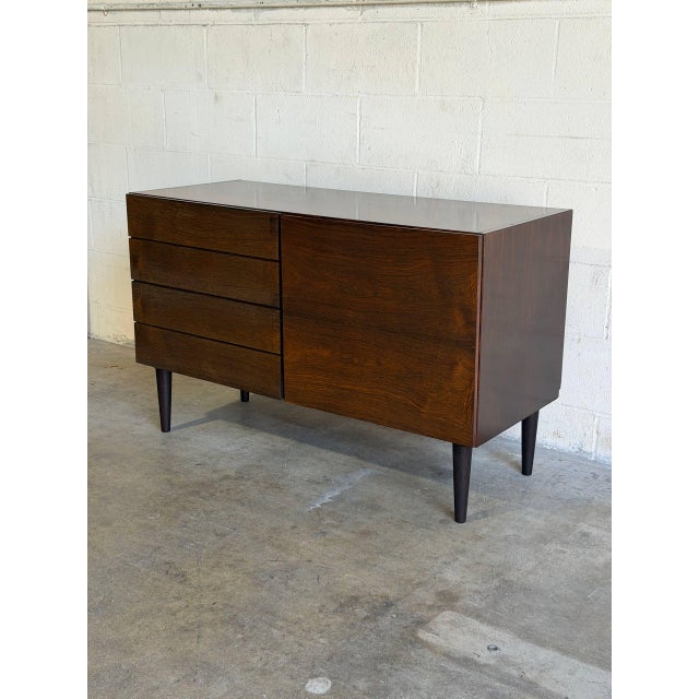 Brown Rosewood Sideboard With 4 Drawers and Cabinet Door Denmark Mid-Century Modern 1960s For Sale - Image 8 of 13