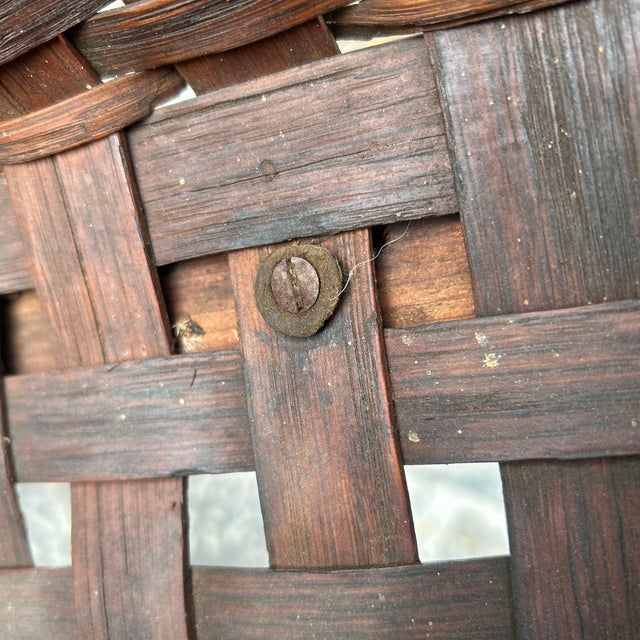 Coffee "Inscribed Federal Era C. 1811 Adirondack Woven Splint Baby Cradle Rocker — Hand-Carved 'Heidi 11' Provenance" For Sale - Image 8 of 12