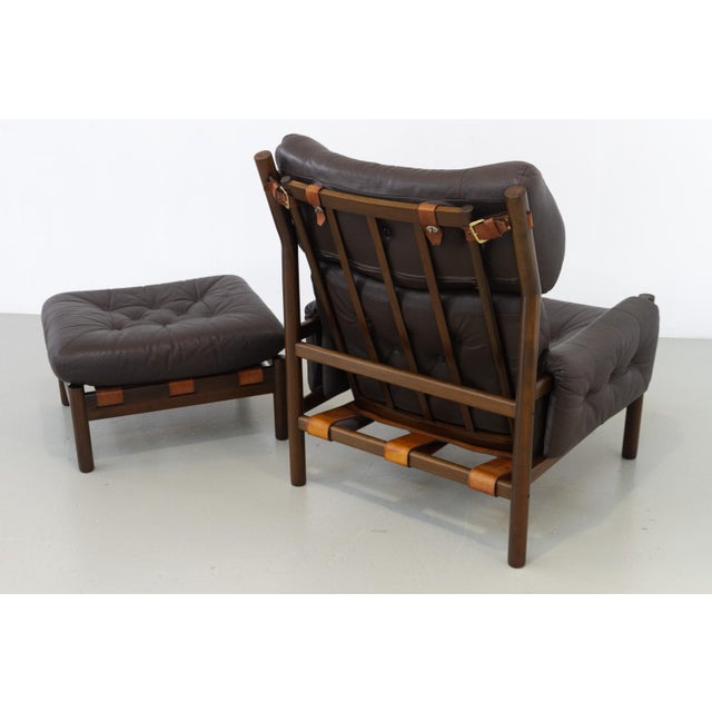 Set of Mid-Century Modern Scandinavian Safari Lounge Chair and Ottoman by Bruksbo, 1970s For Sale - Image 10 of 18