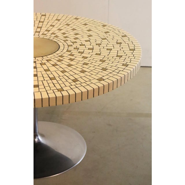 Metal Round Mosaic Table with Tulip Base, 1970 For Sale - Image 7 of 8