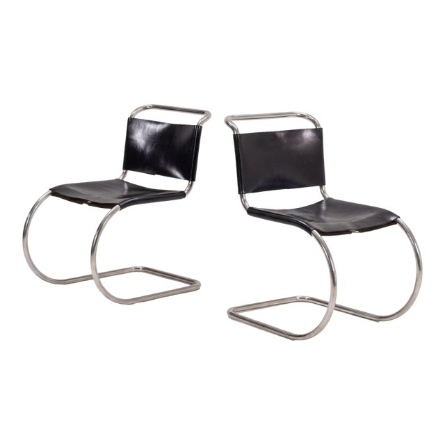 Pair of Ludwig Mies Van Der Rohe for Knoll Mr10 Chairs 1970 C. For Sale