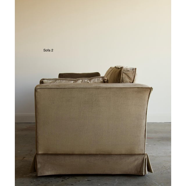 Champagne Late 20th Century Champagne Velvet Pair of Tuxedo Sofas by Sherrill, Made in Usa For Sale - Image 8 of 13