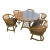 Ficks Reed Distressed Pineapple Bamboo 4 Ft Round Pedestal Table W 5 Swivel Dining Chairs W 18 in Table Extension For Sale