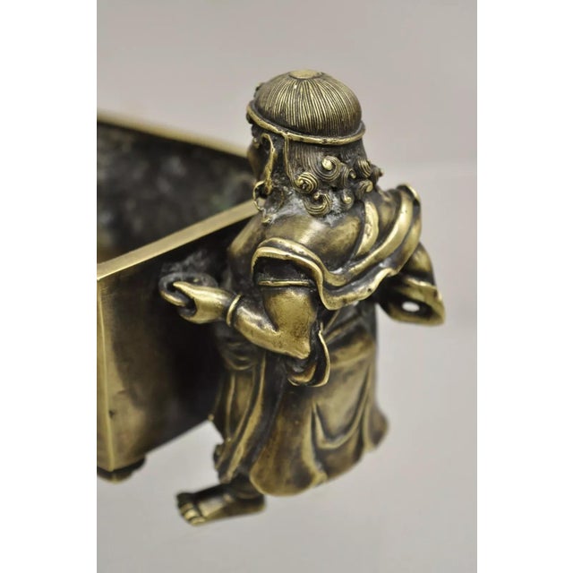 Metal Antique Chinese Bronze Foreigner Figural Censer Ming Xuande Mark Ming to Qing For Sale - Image 7 of 12