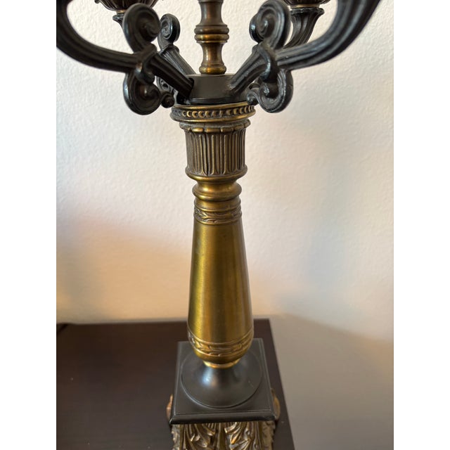 Pair of Vintage Neoclassical Four-Arm Candelabra Table Lamps For Sale - Image 4 of 6