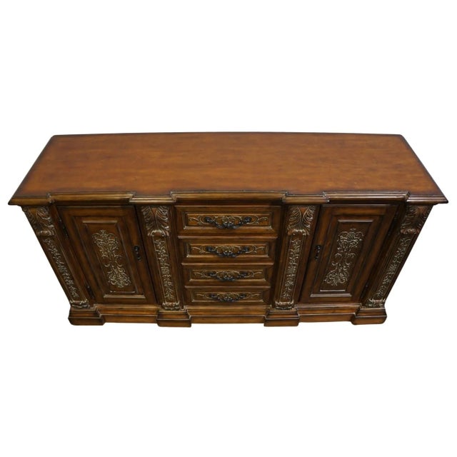 Early 21st Century High End Vintage Cherry French Renaissance 75" Buffet Credenza For Sale - Image 5 of 11