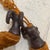 Animal Skin 1970s Pair Ram Head Leather Wrapped Curtain Tieback Tassels For Sale - Image 7 of 11