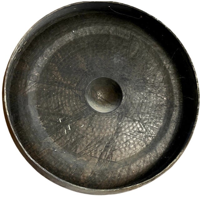 Impressive large antique nipple gong, hand-hammered from bronze in the traditional Southeast Asian style (commonly...