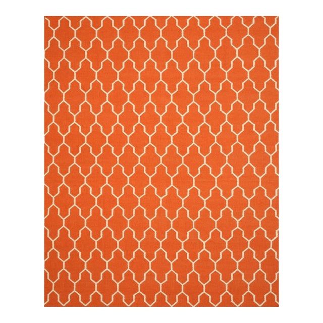 56x8 Classic Moroccan Yellow Flatweave Wool Geometric Modernist Carpet Rug For Sale