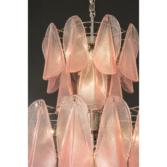 Murano Murano Pink Swallow /Rondine Chandelier | Custom Made Two-Tier Murano Glass Chandelier For Sale - Image 4 of 5
