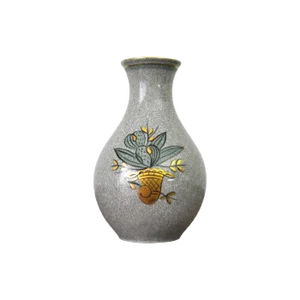 Craquele Glaze Porcelain Vase in Gold & Green on Grey from Lyngby Porcelain, 1930s