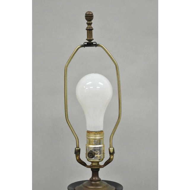 Vintage Carved Black Marble Small Oriental Urn Chinese Chinoiserie Table Lamp For Sale - Image 11 of 12