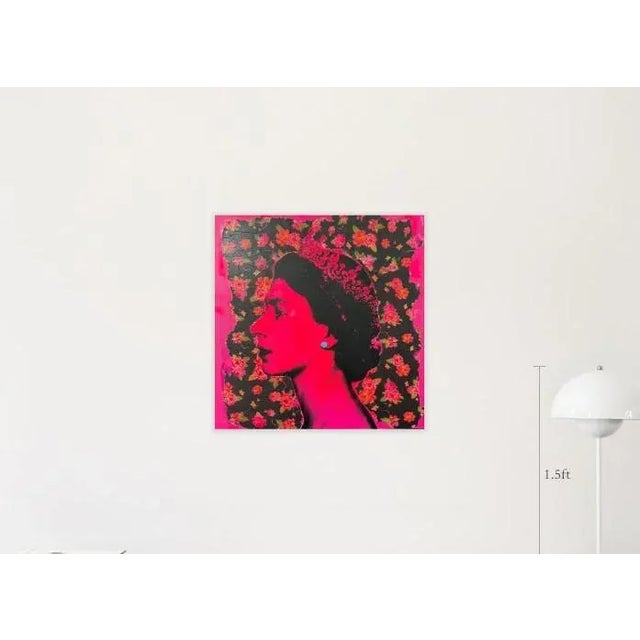 Pop Art Portrait of Queen Elizabeth II of UK. Painting is on Aluminum (Dibond). Signature at the back. Will ship unframed.