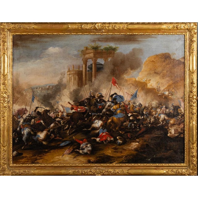 Antonio Calza, Battle Scene, 1600s, Oil Painting, Framed For Sale - Image 5 of 5