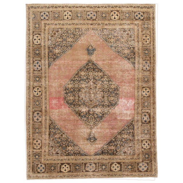 Pink Vintage Shabby Chic Handmade Wool Rug For Sale - Image 13 of 13