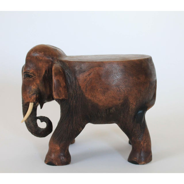 Carved Wooden Elephant Plant Stand Chairish
