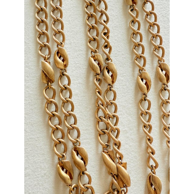Gold Vintage 1970s Napier Gold Tone Brushed Station Chain Necklace For Sale - Image 8 of 12