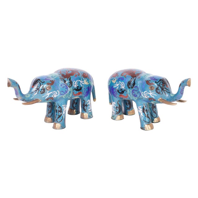 Chinese Cloisonné Elephants - A Pair For Sale In West Palm - Image 6 of 6