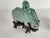 Gemstone Pair of Chinese Carved Jade Elephant Sculptures on Custom Hardwood Stands For Sale - Image 7 of 12