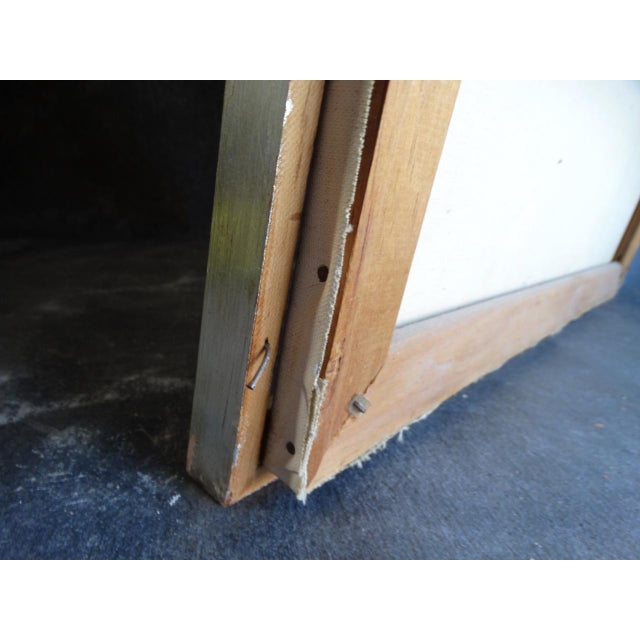 Wood Alejandro Camarena Painting, Girl With a Penny Farthing Bicycle, a Dove and a Long Red Ribbon For Sale - Image 7 of 8