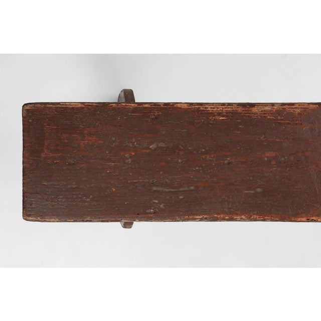 Mid-Century Modern Rustic Bench in Brown Painted Wood, France, 1890s For Sale - Image 6 of 11
