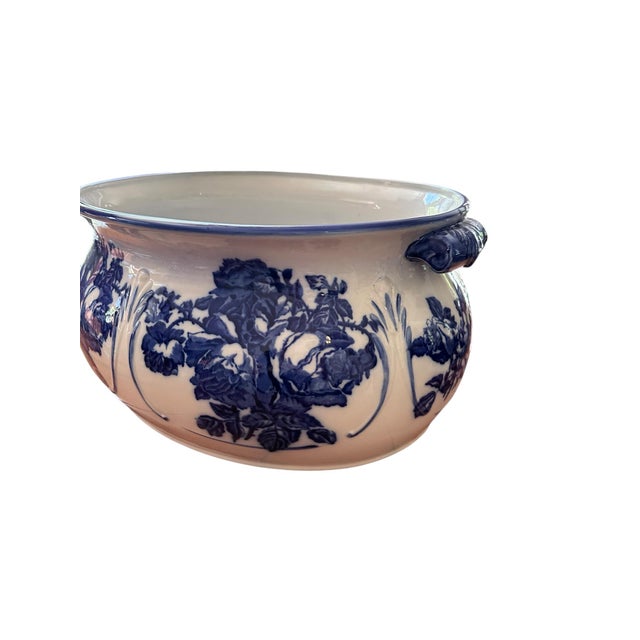 Large 1940s Blakeney Ironstone Staffordshire English Blue and White Footbath For Sale - Image 9 of 12