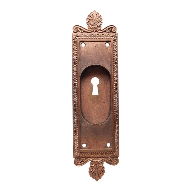Mid 20th Century Neoclassical Copper Pocket Door Plate For Sale