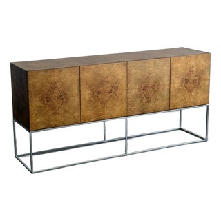 1970s Milo Baughman for Thayer Coggin Burl Wood Credenza For Sale