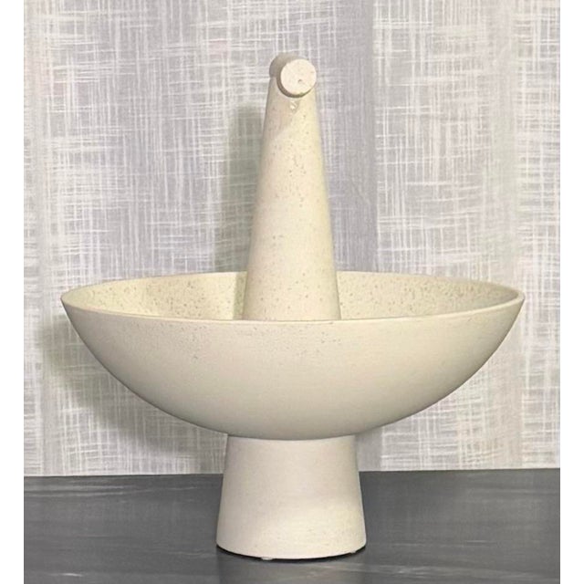 Mid-Century Modern Champion Bowl by Studio a (Global Views) in a Soft Ivory Finish Small For Sale - Image 3 of 9