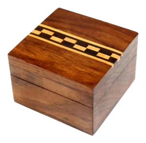 Mid 20th Century Vintage Handmade Geometric Design Inlaid Wooden Box