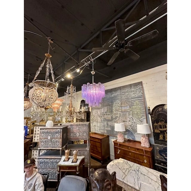 Early 21st Century Modern Lavender "Tronchi" Murano Glass Tube Form Chandelier For Sale - Image 5 of 6