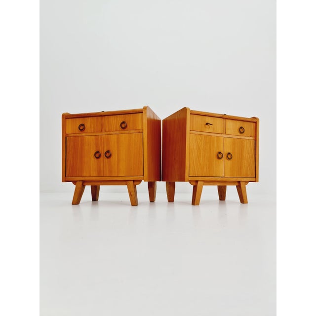 German Mid century Ash and Teak nightstands/ bedside tables BY WK Möbel , 1960s It is in good vintage condition, however,...