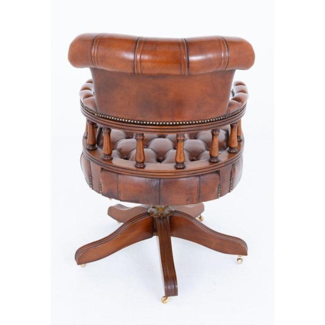 Leather Captain's Chair Swivel Desk Seat, 1920s For Sale - Image 4 of 9