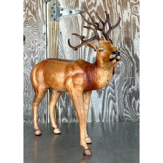 Vintage Boho Monumental Wrapped Leather Buck For Sale - Image 4 of 10
