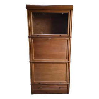 French Modular Oak Secretary Desk with Bookcase & Vitrine from Martin Dupuis, 1950s For Sale