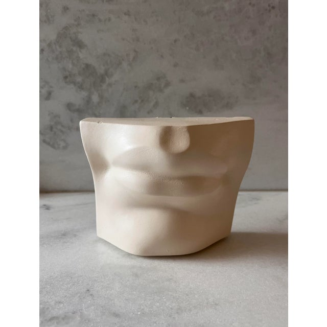 Vintage Itallian Renaissance style plaster mouth detail of Michelangelo's David statue. Missing hook for hanging.