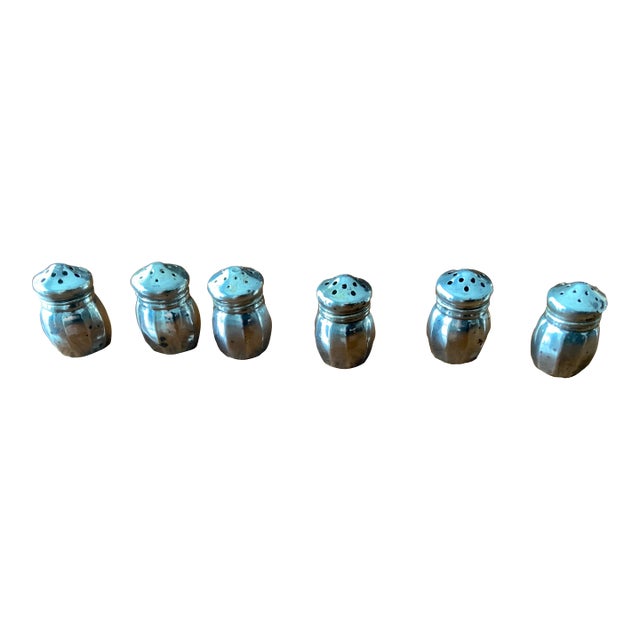 1940s 6 Sterling Silver Salt and Pepper Shakers For Sale