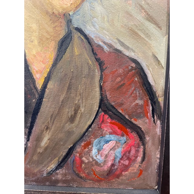 1940s Circa 1940s French Expressionist Portrait Painting of a Woman, Framed For Sale - Image 5 of 7