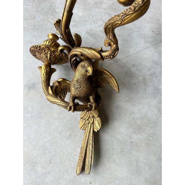 Gold Vintage Bronze Wall Sconces with Parrots, 1930s, Set of 2 For Sale - Image 8 of 10