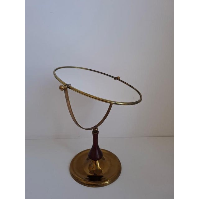 Mid-Century Czechoslovakian Brass and Wood Swivel Table Mirror, 1960s For Sale - Image 16 of 18