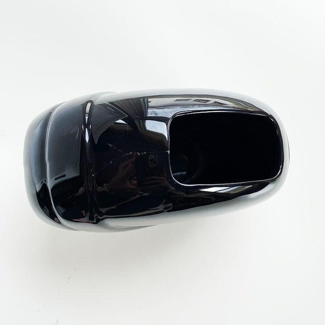 Round Ceramic Memphis Style Black 1980s Flower Vase For Sale - Image 4 of 5