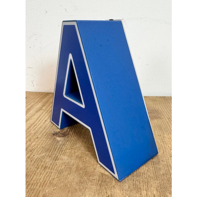 1970s Vintage Blue Plastic Illuminated Letter A, 1970s For Sale - Image 5 of 15