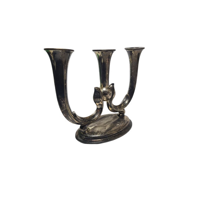 Art Deco Three-Armed Candleholder, Germany, 1950s For Sale - Image 3 of 13