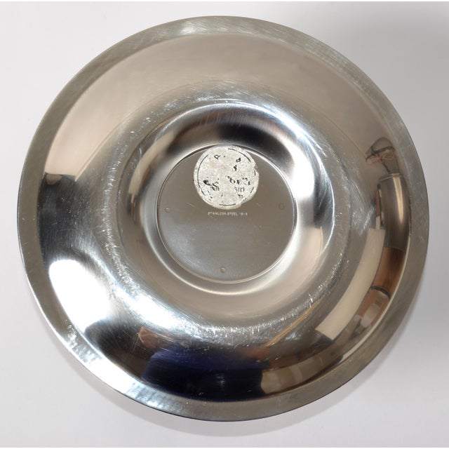 1969 Vintage Stainless Steel Attached Plate Egg Bowl Gravy Boat Hollowware Marked For Sale - Image 10 of 12