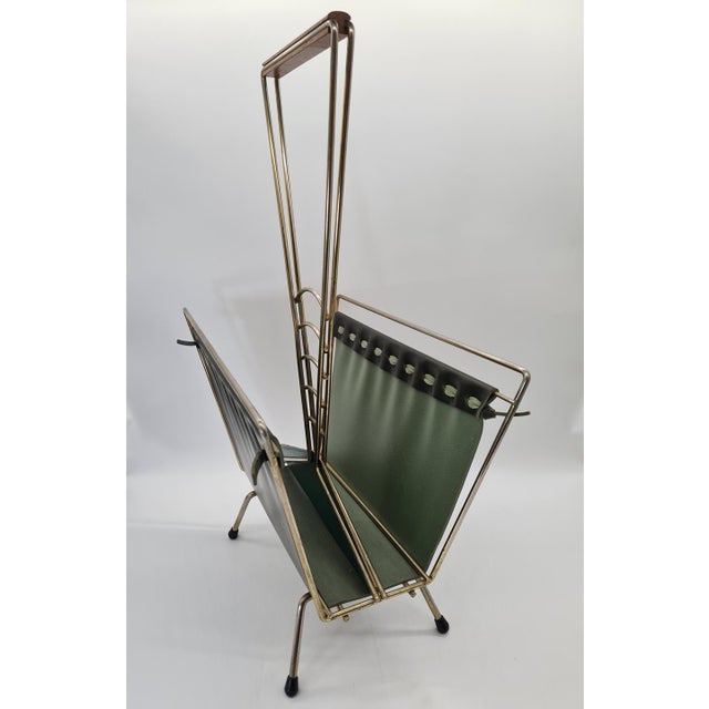 Mid-Century Modern Newspaper Rack in Chrome and Vinyl, West Germany, 1970s For Sale - Image 4 of 11