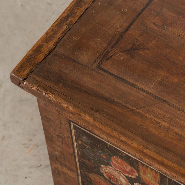 Brown 1836 Austrian Hand-Painted Folk Art Trunk With Madonna For Sale - Image 8 of 18