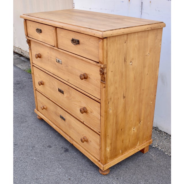 Pine Chest of Five Drawers For Sale - Image 4 of 12