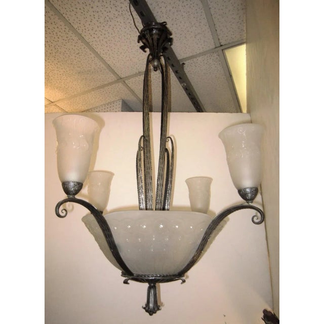 French Art Deco Muller Freres Chandelier, Ironwork Attributed to Edgar Brandt For Sale - Image 13 of 13